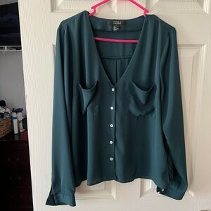 Forever 21 Deep Teal Button-Up Blouse